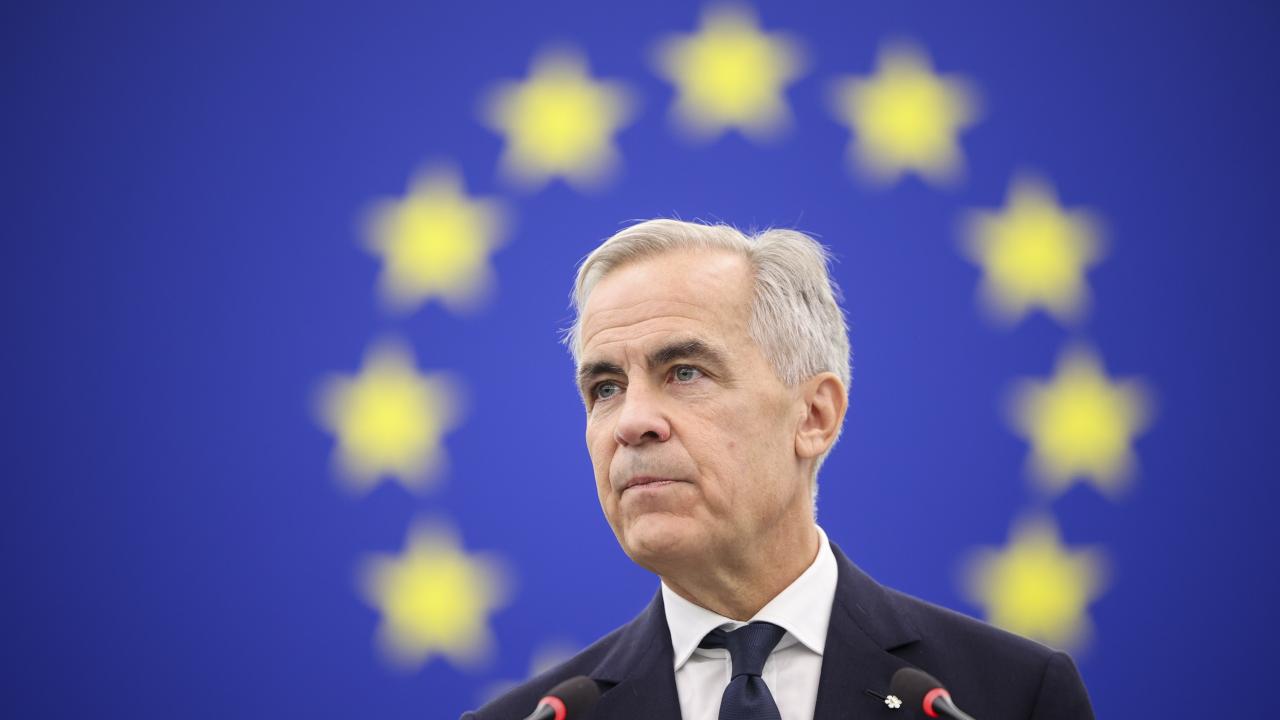 Kanadas premiärminister Mark Carney talade inför EU-parlamentet på torsdagen. 