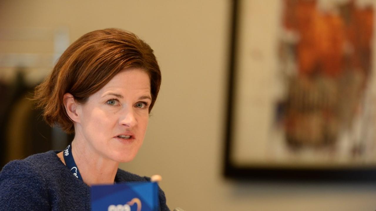 Anna Kinberg Batra vid ett tidigare EPP-möte i Bryssel. Arkivbild.