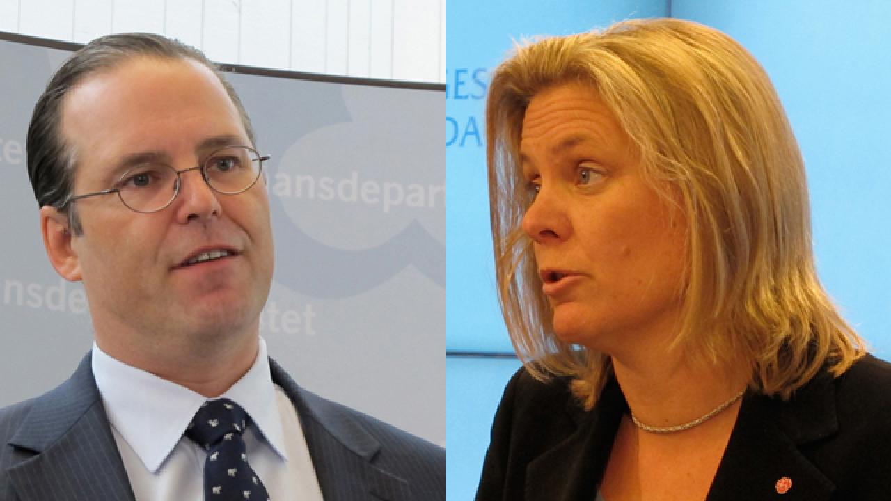Finansminister Anders Borg (M) och Magdalena Andersson (S) ekonomisk politisk talesperson.