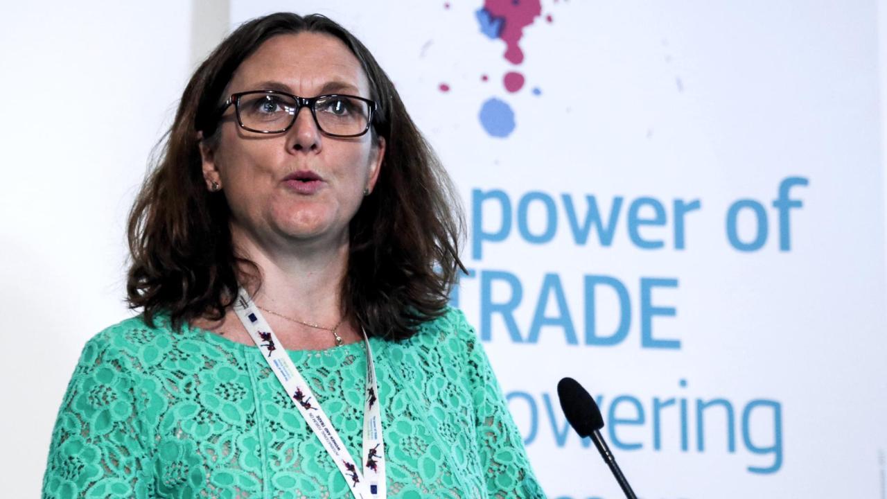 Handelskommissionär Cecilia Malmström vet inte vad Donald Trump menade med att EU skulle ha en orättvis handelspolitik. 