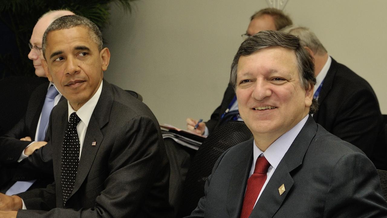 Amerikanske presidenten Barack Obama och EU-kommissionens ordförande José Manuel Barroso. Arkivbild.