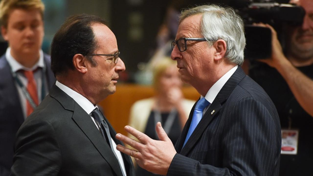 Frankrikes president François Hollande och EU-kommissionens ordförande Jean-Claude Juncker. Arkivbild.