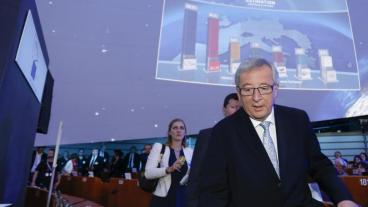 Jean-Claude Juncker under EU-parlamentets valvaka.