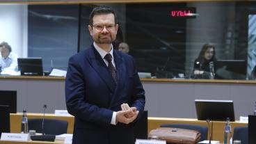 Tysklands justitieminister Marco Buschmann på måndagens EU-möte i Bryssel.
