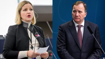 Europaparlamentarikerna Arba Kokalari (M) och statsminister Stefan Löfven (S) är oense om hur sociala medier ska regleras i EU.