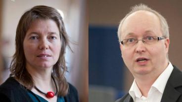 Vänsterpartiets två toppkandidater till EU-parlamentet Malin Björk och Mikael Gustafsson.