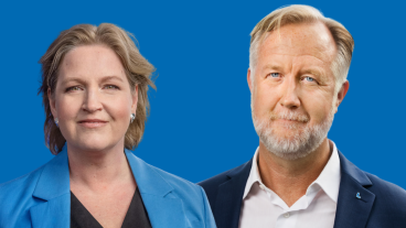 Europaparlamentariker Karin Karlsbro (L) och partiledaren Johan Pehrson (L) presenterar Liberalernas prioriteringar inför det svenska ordförandeskapet i EU:s ministerråd under januari-juni 2023.