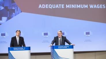 EU-kommissionärerna Valdis Dombrovskis och Nicolas Schmit presenterade på onsdagen ett förslag om vad de kallar adekvata minimilöner.