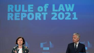 EU-kommissionärer Věra Jourová och Didier Reynders. 