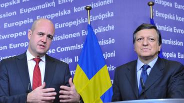 Statsminister Fredrik Reinfeldt (M) och EU-kommissionens ordförande José Manuel Barroso. Arkivbild. 