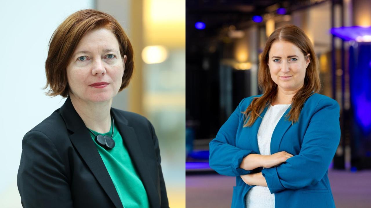EU-parlamentariker Malin Björk (V) och Emma Wiesner (C). Arkivbild.