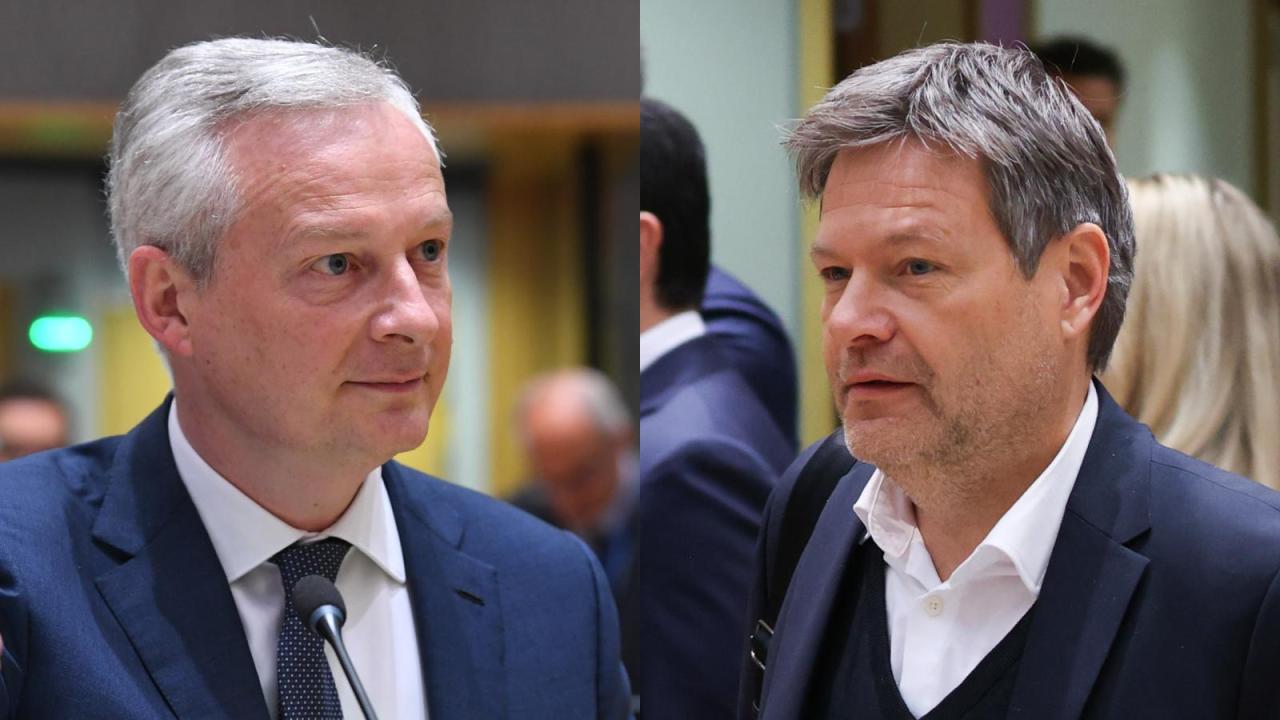 Frankrikes ekonomi-, finans- och industriminister Bruno Le Maire och Tysklands ekonomi- och klimatminister Robert Habeck.