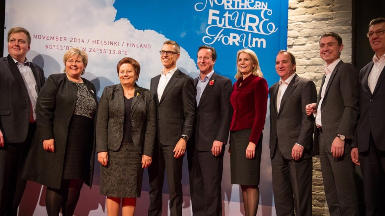 Stats- och premiärministrarna från Island, Norge, Lettland, Finland, Storbritannien, Danmark, Sverige, Estland och Litauen.