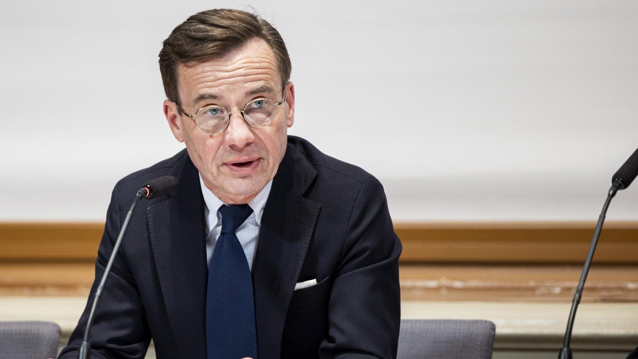 Statsminister Ulf Kristersson (M) samråder i riksdagens EU-nämnd. Arkivbild.