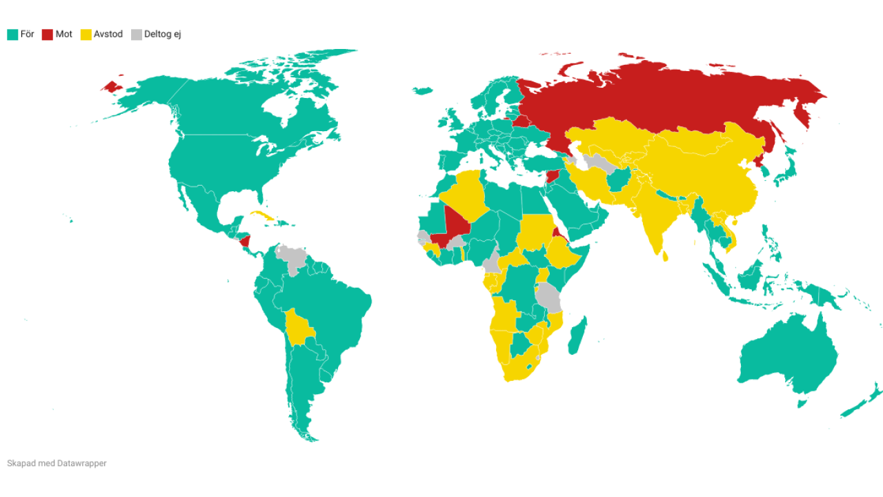 En majoritet av jordens länder kräver att Ryssland omedelbart lämnar Ukraina.