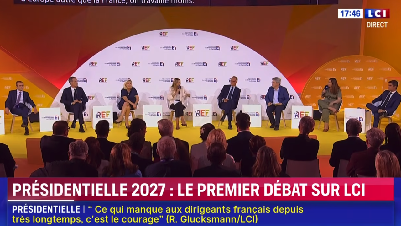 Presidentkandidatdebatten arrangerades av den franska arbetsgivarorganisationen Medef.