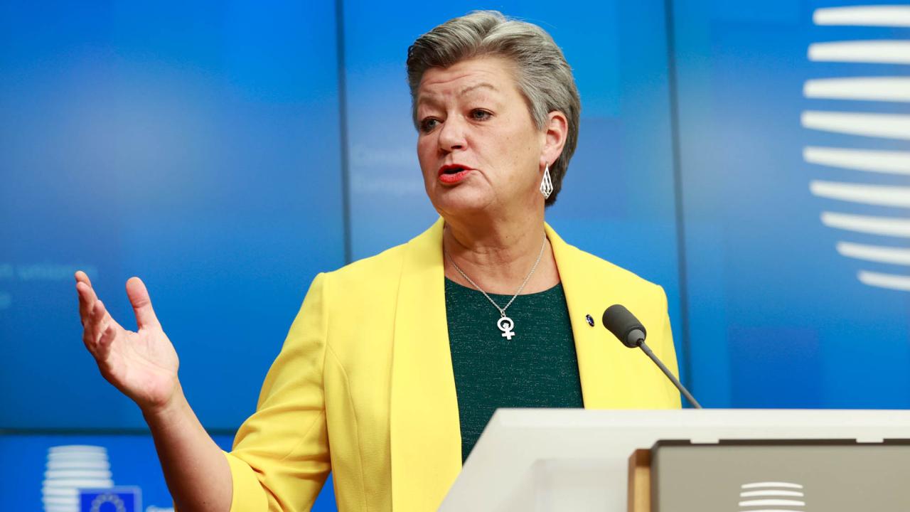 EU:s inrikes- och migrationskommissionär Ylva Johansson (S).