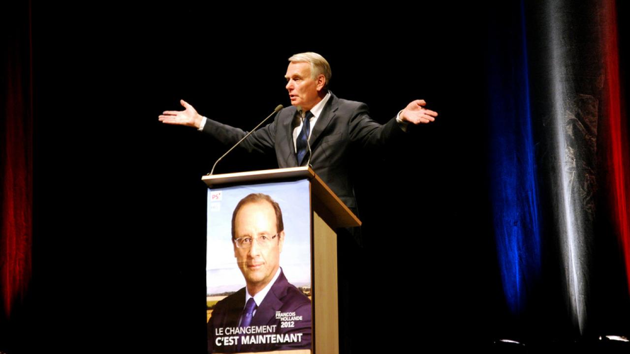 Frankrikes premiärminister Jean-Marc Ayrault vid ett valkampanjtal tidigare i år.