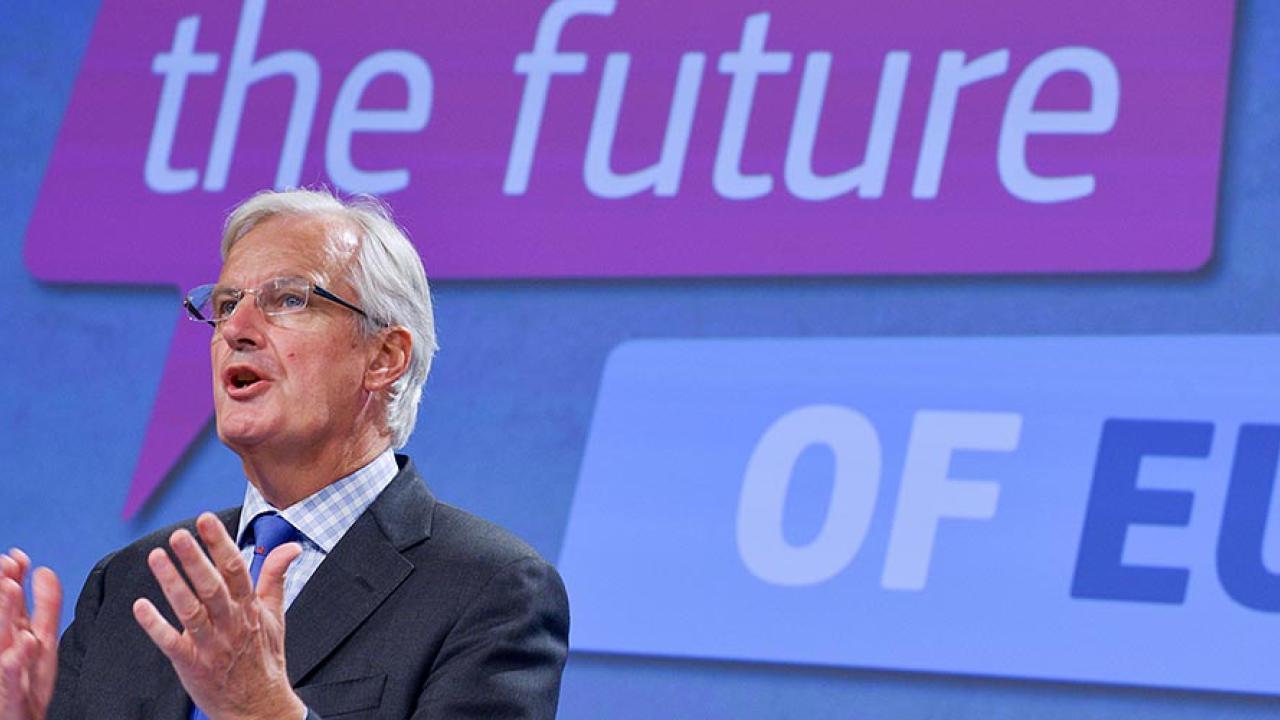 EU:s finansmarknadskommissionär Michel Barnier vill diskutera unionens framtid. Arkivbild.