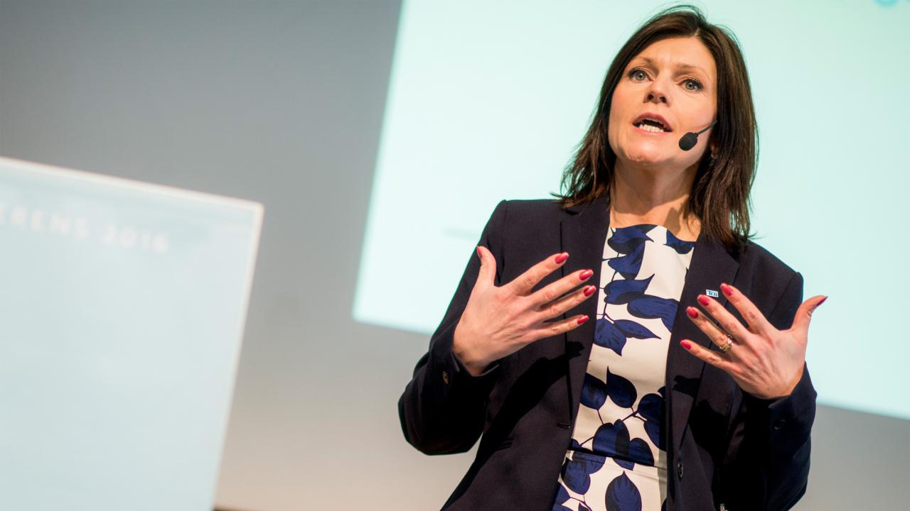 Eva Nordmark, ordförande i  TCO, vill delar av EU:s budget ska användas till vidareutbildning och omställning på arbetsmarknaden i EU. Arkivbild.