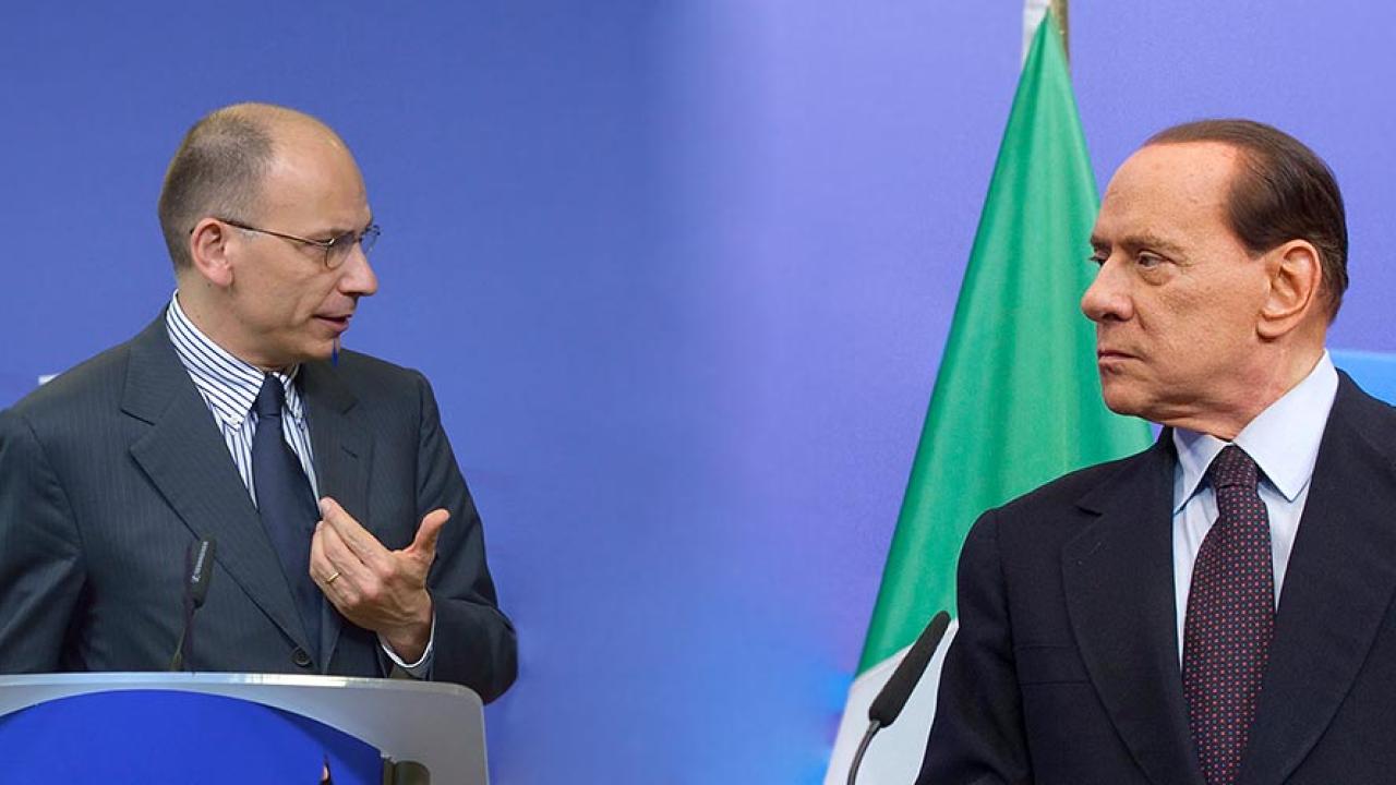 Italiens premiärminister Enrico Letta och högerledaren Silvio Berlusconi. Bilden är ett montage.