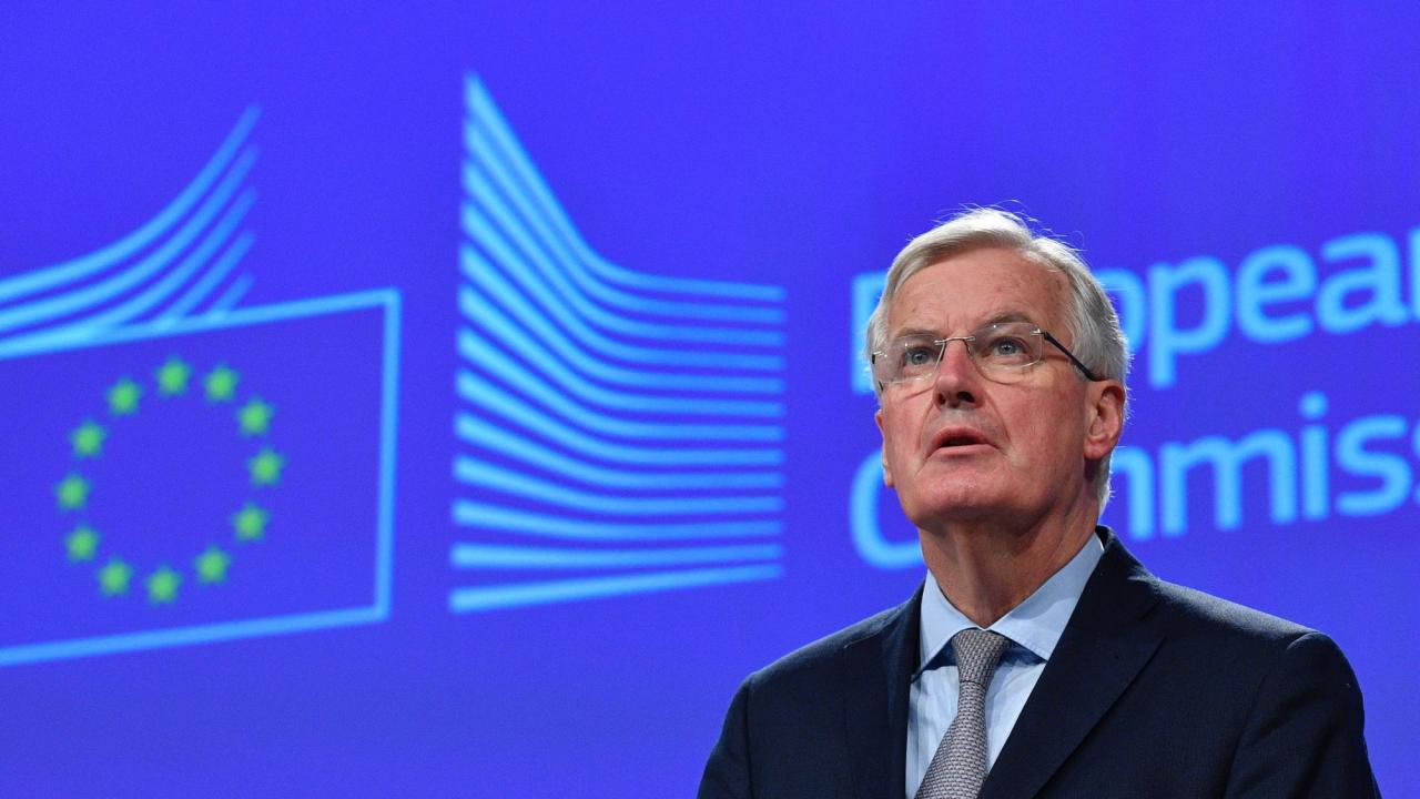 EU:s brexitförhandlare Michel Barnier. Britternas motsvarighet David Davis deltog till skillnad från tidigare inte i brexitförhandlingarna i Bryssel. Arkivbild.