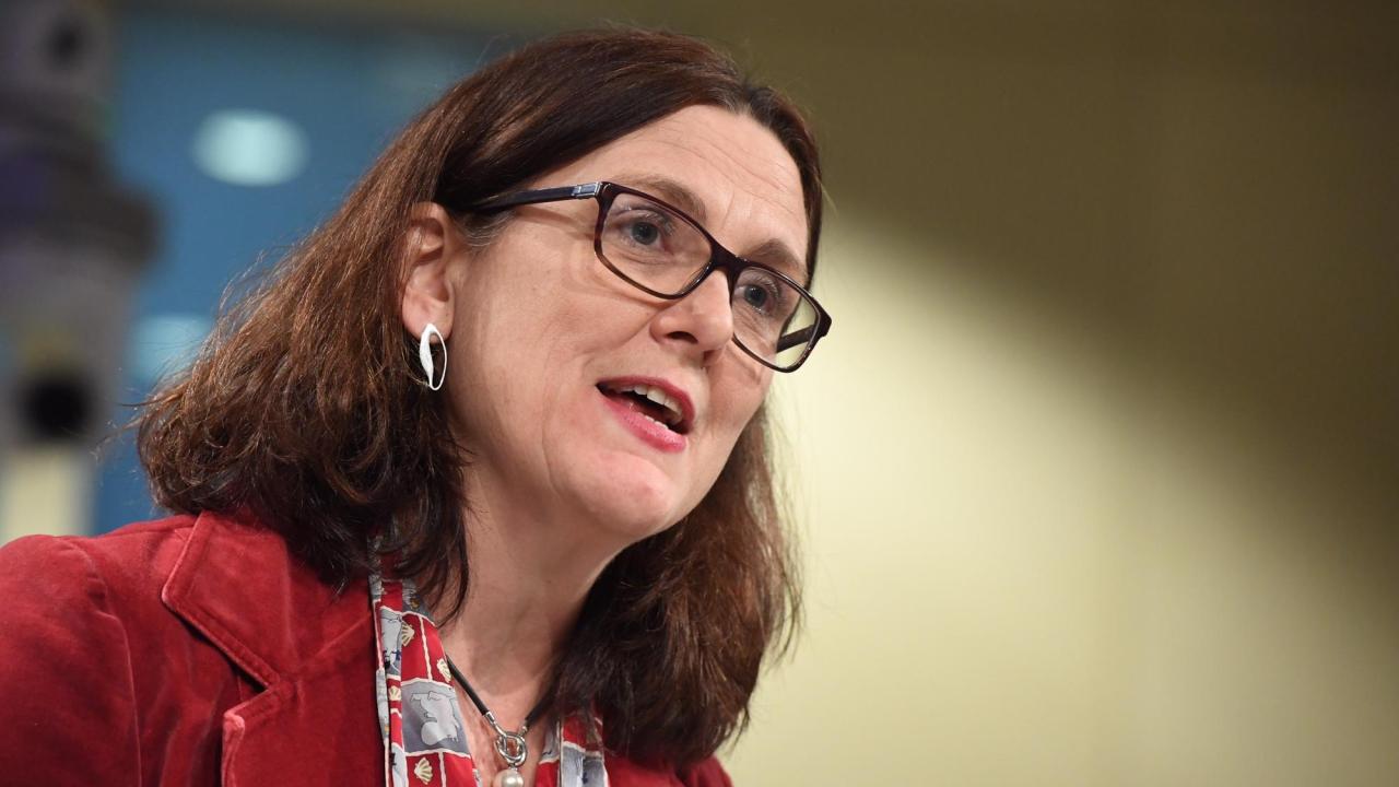 Handelskommissionären Cecilia Malmström säger att kommissionen är redo att förhandla ett avtal om industrivaror med USA.