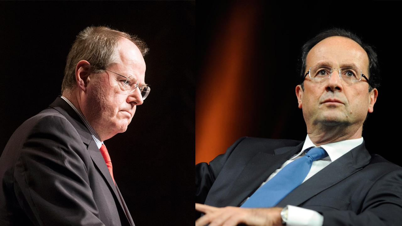Den tyske förbundskanslerkandidaten Peer Steinbrück och den franske presidenten François Hollande är inte populära i sina hemländer. Arkivbild