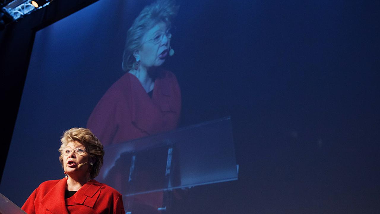 EU:s rättighetskommissionär Viviane Reding har länge kritiserat den demokratiska situationen i Ungern. Arkivbild.