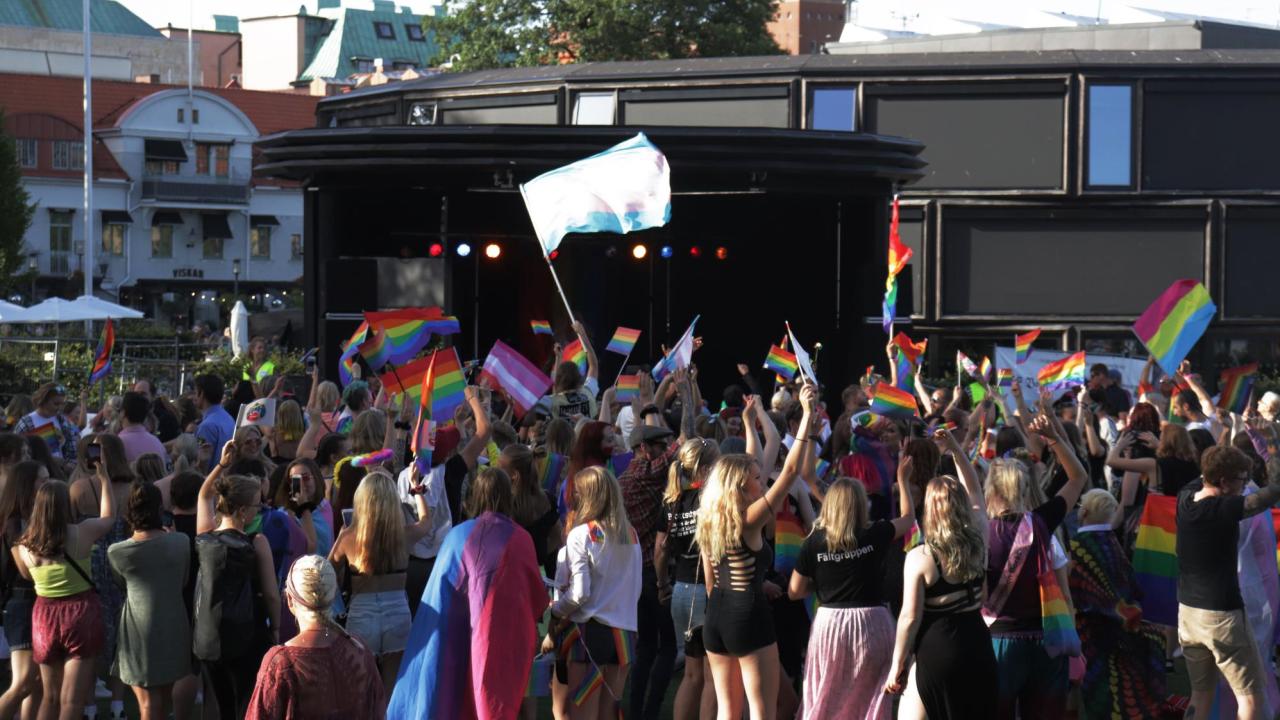 Bilden är tagen under Borås Prideparad 2019. I EU har man inte enats om ett heltäckande lagskydd för alla diskrimineringsgrunder.