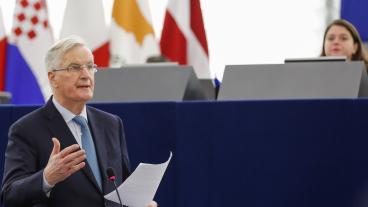 EU:s chefsförhandlare Michel Barnier debatterade resultatet i den brittiska omröstningen om utträdesavtalet i EU-parlamentet på onsdagen.