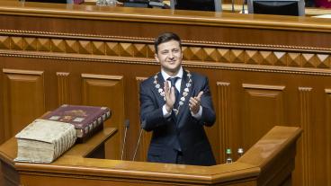 Den 20 maj 2019 när Ukrainas nya president Volodymyr Zelensky tillträde som statschef.