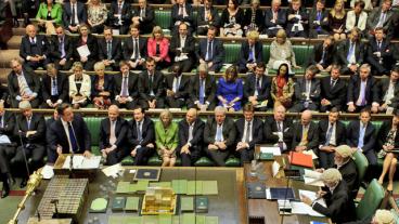 Storbritanniens avgående premiärminister David Cameron i det brittiska underhuset. Arkivbild.