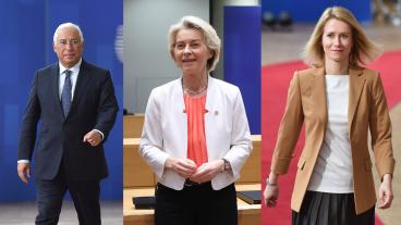 Den portugisiske tidigare premiärminister socialdemokraten António Costa, den tyska kristdemokraten Ursula von der Leyen och den estländska liberala premiärministern Kaja Kallas.
