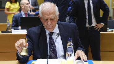 EU:s utrikesrepresentant Josep Borrell ringer in till måndagens utrikesministermöte i Bryssel.