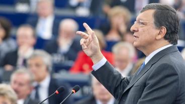 Kommissionens ordförande José Manuel Barroso debatterar i EU-parlamentet i Strasbourg. Arkivbild.