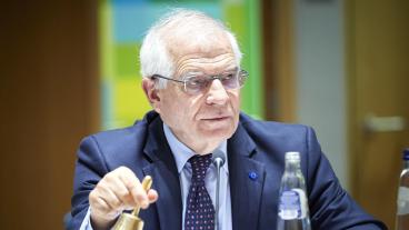 EU:s utrikeschef Josep Borrell under måndagens utrikesministermöte i Bryssel. 