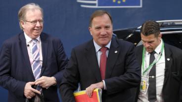 Statsminister Stefan Löfven på väg in på EU-toppmöte. Arkivbild. 