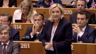 Marine Le Pen, här i en debatt i EU-parlamentet 2016, var EU-parlamentariker 2004-2017. 