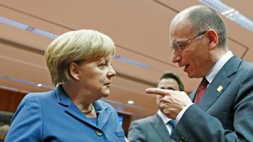 Tysklands Angela Merkel vill öka reformtakten i eurozonen.Italiens Enrico Letta kräver dock motprestationer i form av finansiellt stöd.