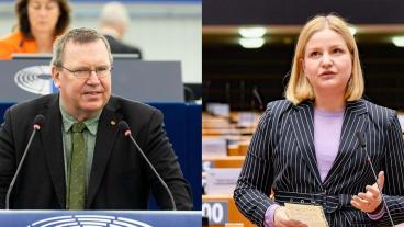 Europaparlamentariker Erik Bergkvist (S) och Arba Kokalari (M).