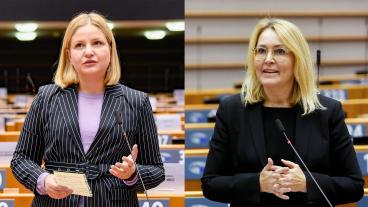 Arba Kokalari (M) och den danska socialdemokraten Christel Schaldemose är två av de ansvariga huvudförhandlarna i EU-parlamentet för lagen om tjänster på nätet. Arkivbild.