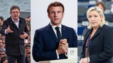 Vänsterkandidaten Jean-Luc Mélenchon, sittande president och liberalen Emmanuel Macron och högerextrema Marine Le Pen toppar opinionssiffrorna inför söndagens presidentval i Frankrike. 