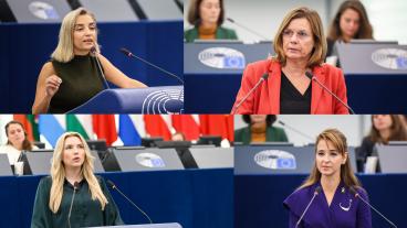 Över raden från vänster: Evin Incir (S) och Isabella Lövin (MP). Andra raden: Beatrice Timgren (SD) och Alice Teodorescu Måwe (KD). Över raden från vänster: Evin Incir (S) och Isabella Lövin (MP). Andra raden: Beatrice Timgren (SD) och Alice Teodorescu Måwe (KD).