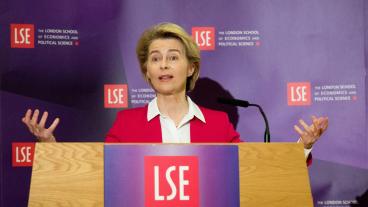 EU-kommissionens ordförande Ursula von der Leyen under onsdagens tal vid LSE i London. 